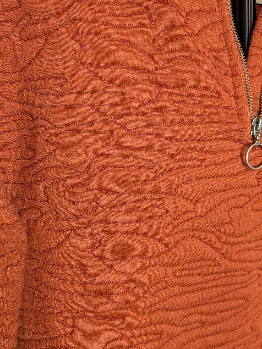 Burnt Orange Quarter-Zip Textured Pullover Sweatshirt - Picture 2 of 5
